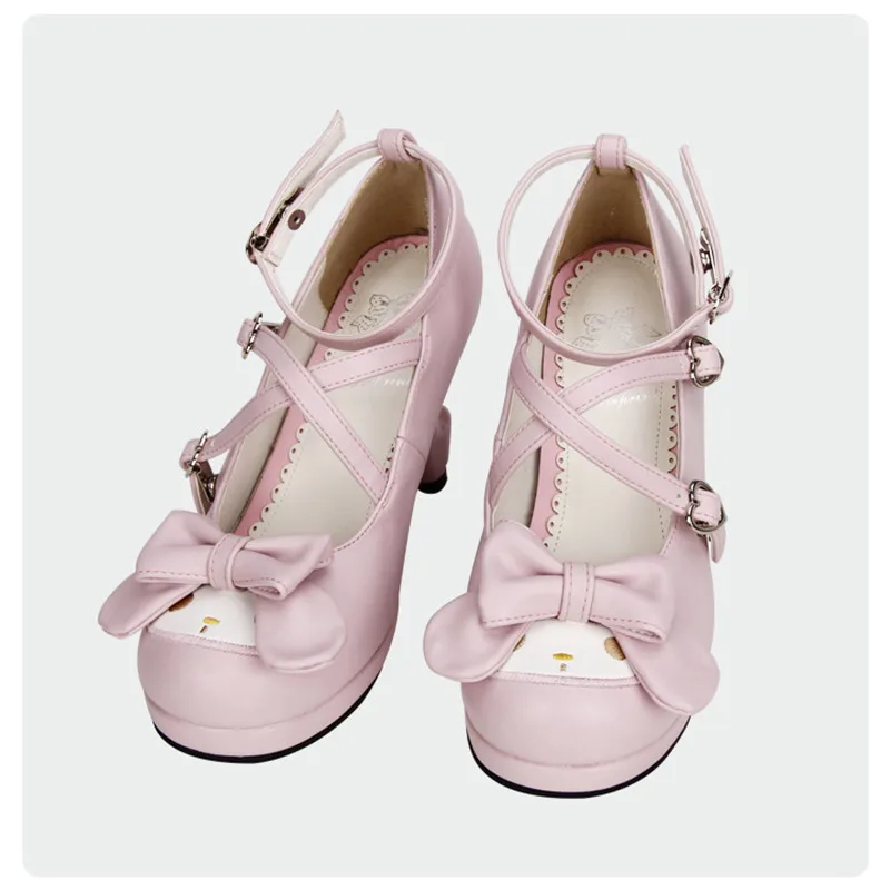 Красивые туфли с поперечным ремешком и рисунком кролика для девочек красивые