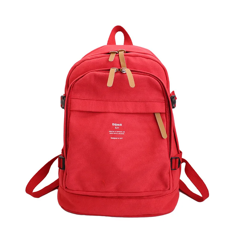 Компактный модный однотонный холщовый рюкзак с буквенным принтом для студентов