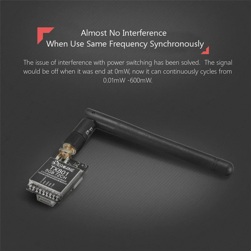 Eachine TX801 5,8G 72CH 0,01 мВт 5 мВт 25 мВт 50 мВт 100 мВт 200 мВт 400 МВт 600 мВт Переключатель AV VTX FPV передатчик для FPV квадрокоптера дрона