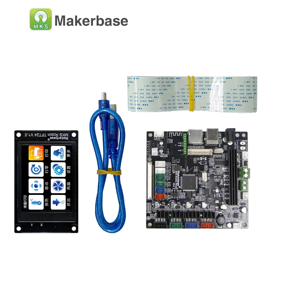 Makerbase MKS Robin Mini 32-битная плата управления Marlin2.0 для 3D-принтера небольшого размера, в комплекте с TFT-сенсорным экраном и автоматическим отключением.