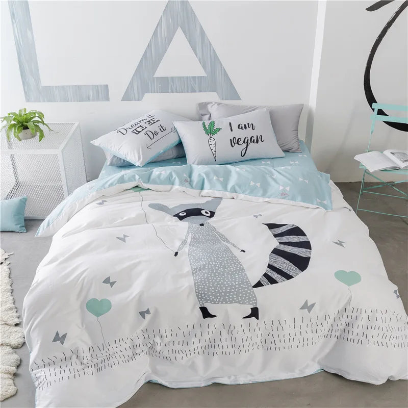 Комплект постельного белья с принтом Лиса или Медведь 100% хлопок|duvet bed set|cover duvetbed