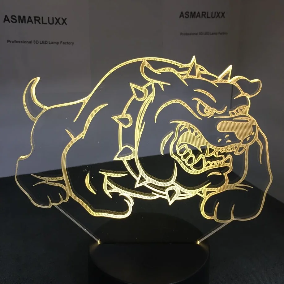 Жесткая Мопс 3D настольная лампа светодиодный 7 Красочные Прекрасный Ночник