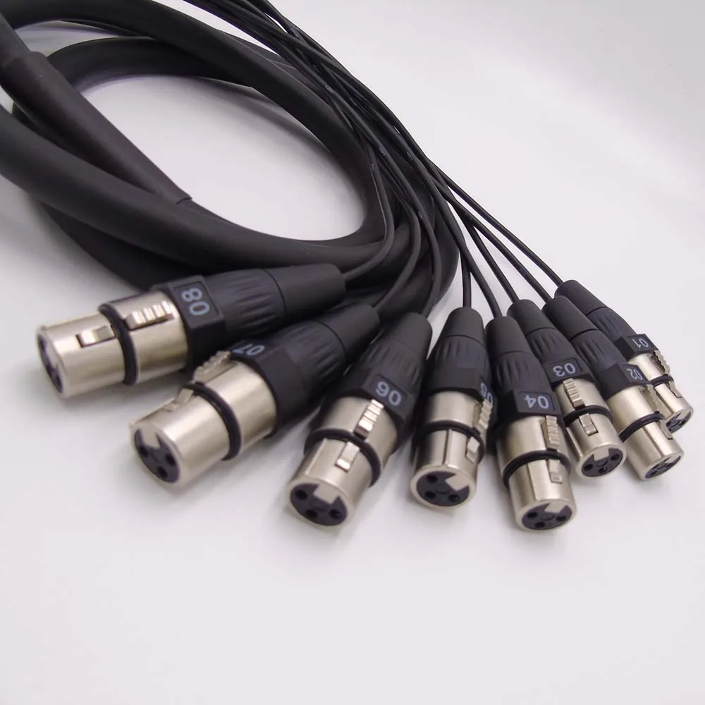 Высококачественный 8 канальный аналоговый Змеиный кабель DB 25 8x XLR Female 10 дюймовый