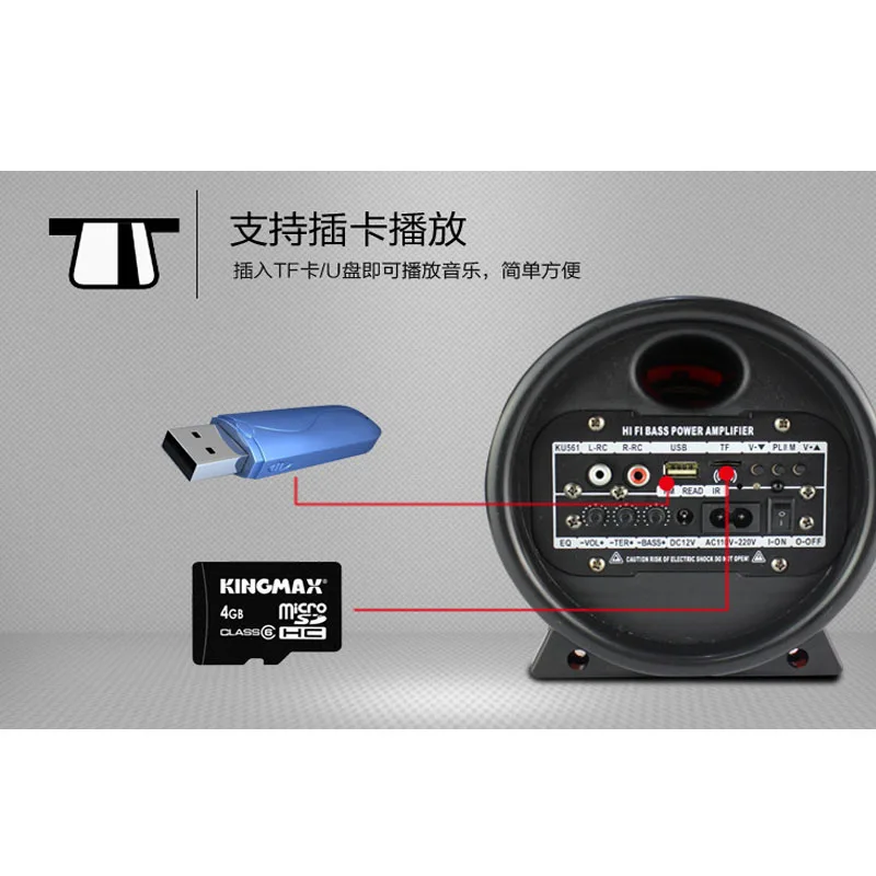 Автомобиль 5 дюймов Круглая 12 V/24 V/220 V активная карта плеер аудио автомобильные динамики сабвуфер