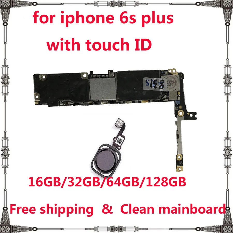 

16GB 32GB 64GB 128GB for iphone 6s plus Mainboard Original unlocked with / without Touch ID for iphone 6s plus Motherboard