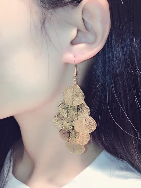 Charmwin New Fashion Tassel Dangle Earrings Long Women Exaggerated Hollow Tree Leaves Statement Hanging PE1684 | Украшения и