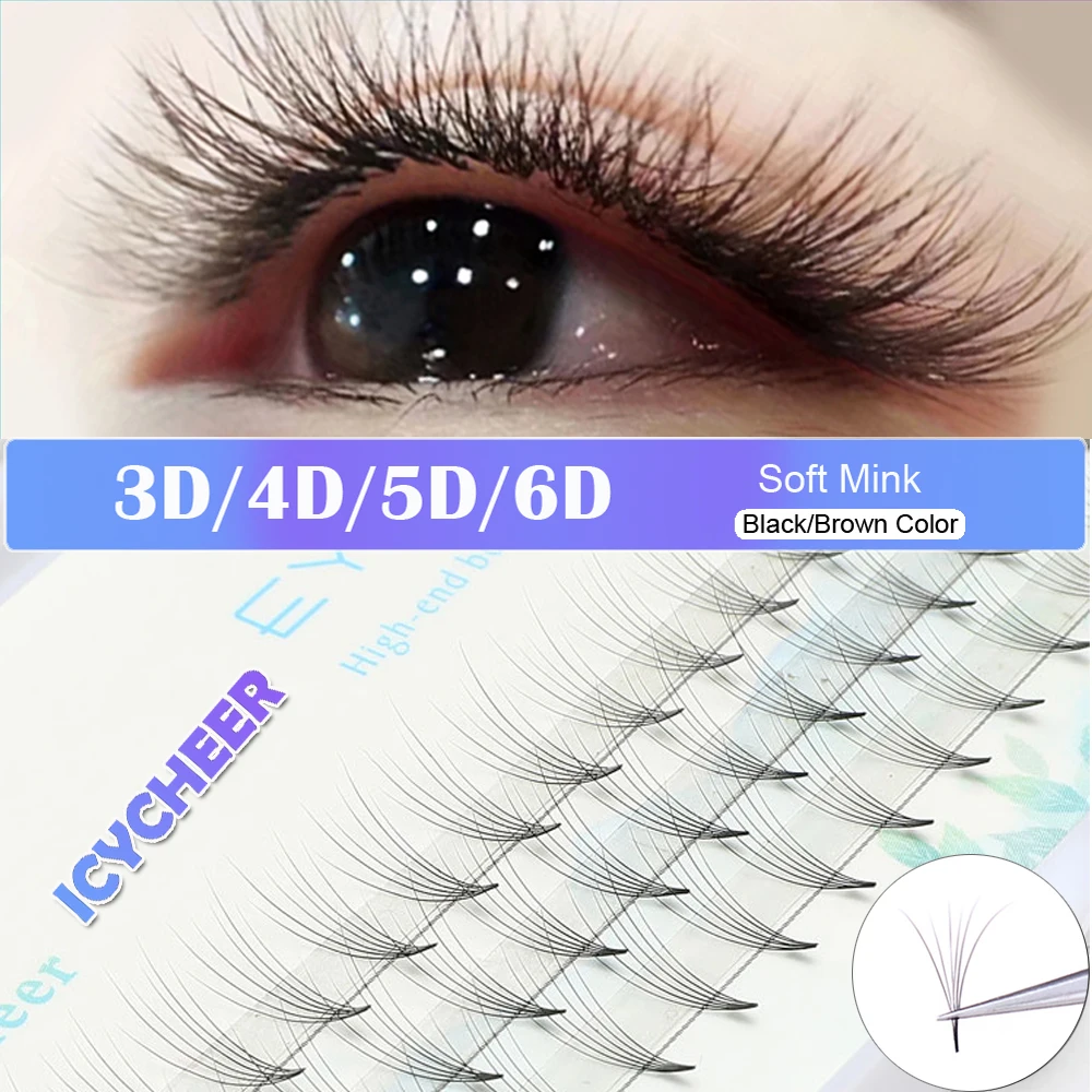 ICYCHEER 3D/4D/5D/6D норковые Кластерные вентиляторы объемное наращивание ресниц индивидуальные Ресницы Cilios предварительно сделанные Макияж для ресниц инструмент для наращивания