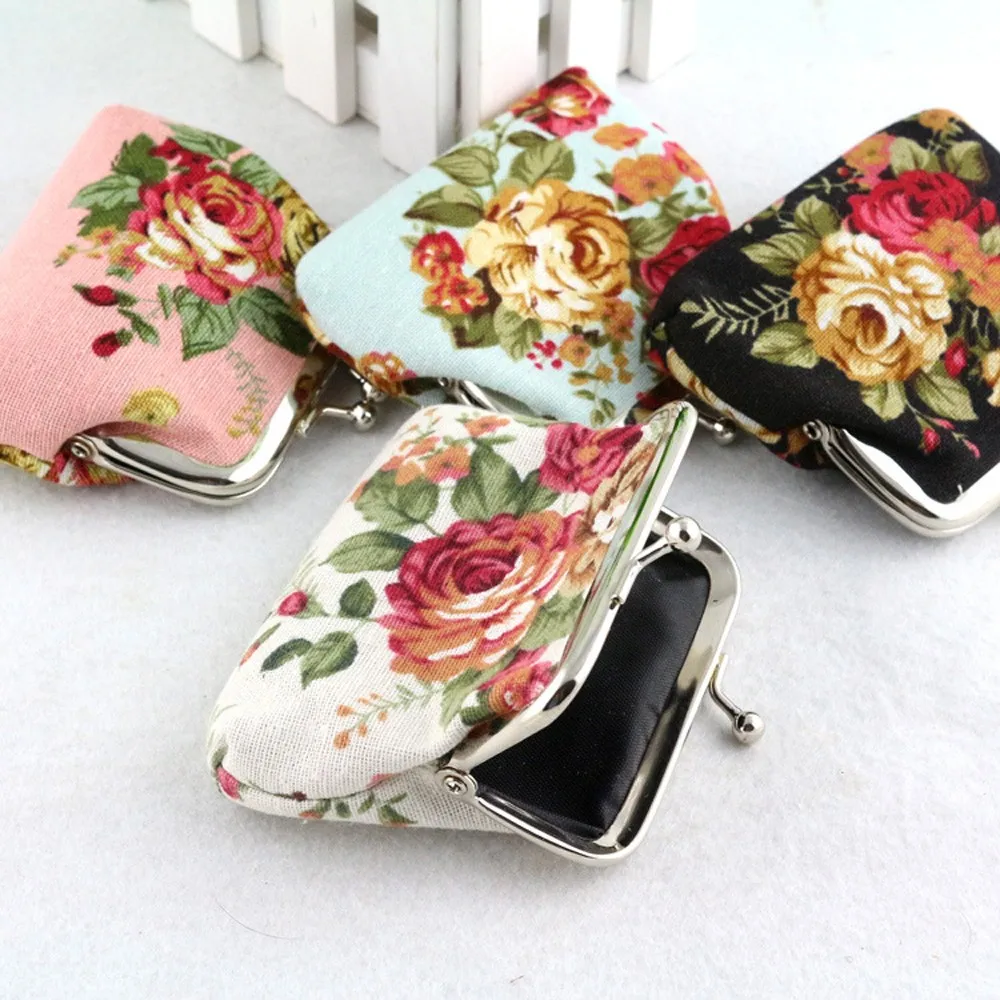 

Coin Wallet Women Flower Small Wallet Hasp Purse Clutch Bag Lady Retro Vintage Coin Purses Femme Credit Card Holder