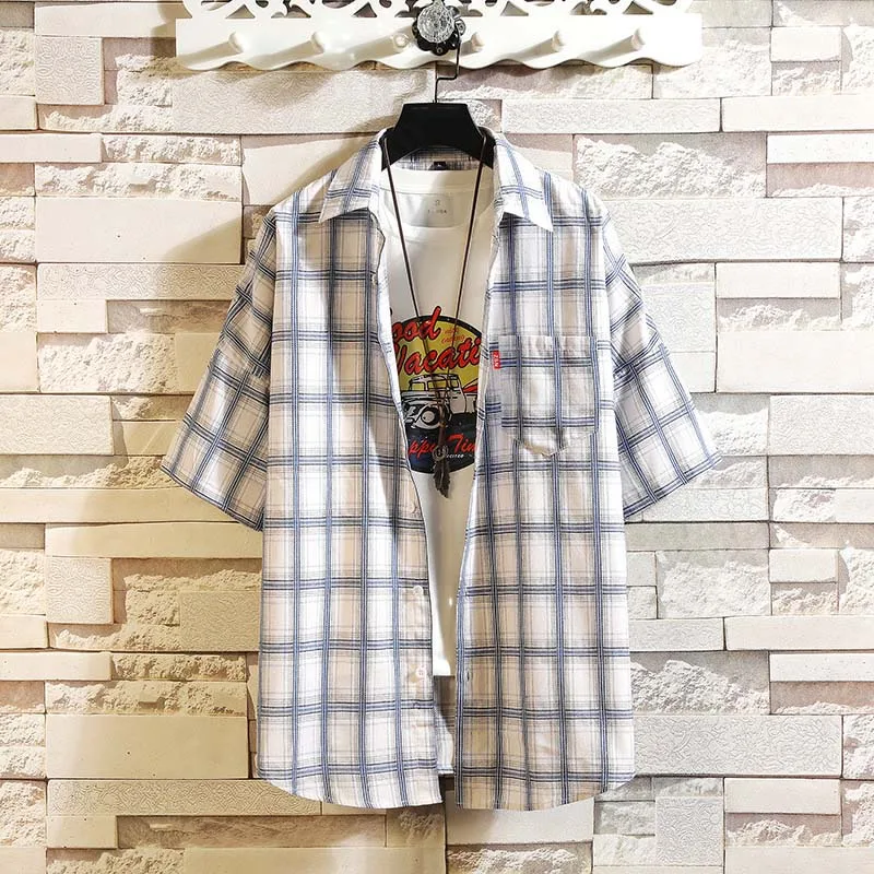 Men Shirt Mens Business Casual Shirts New Arrival Famous Clothing Plaid Short sleeve Camisa Masculina Male Pock | Мужская одежда