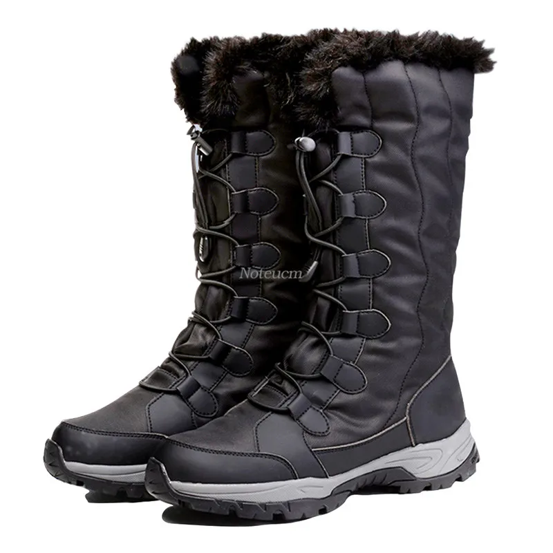 A53w40012 Black Femme/женская зимняя обувь; теплые зимние сапоги до середины икры на плоской платформе; цвет белый, черный; водонепроницаемый стеганый мех; женская обувь - Цвет: A53w40012 Black