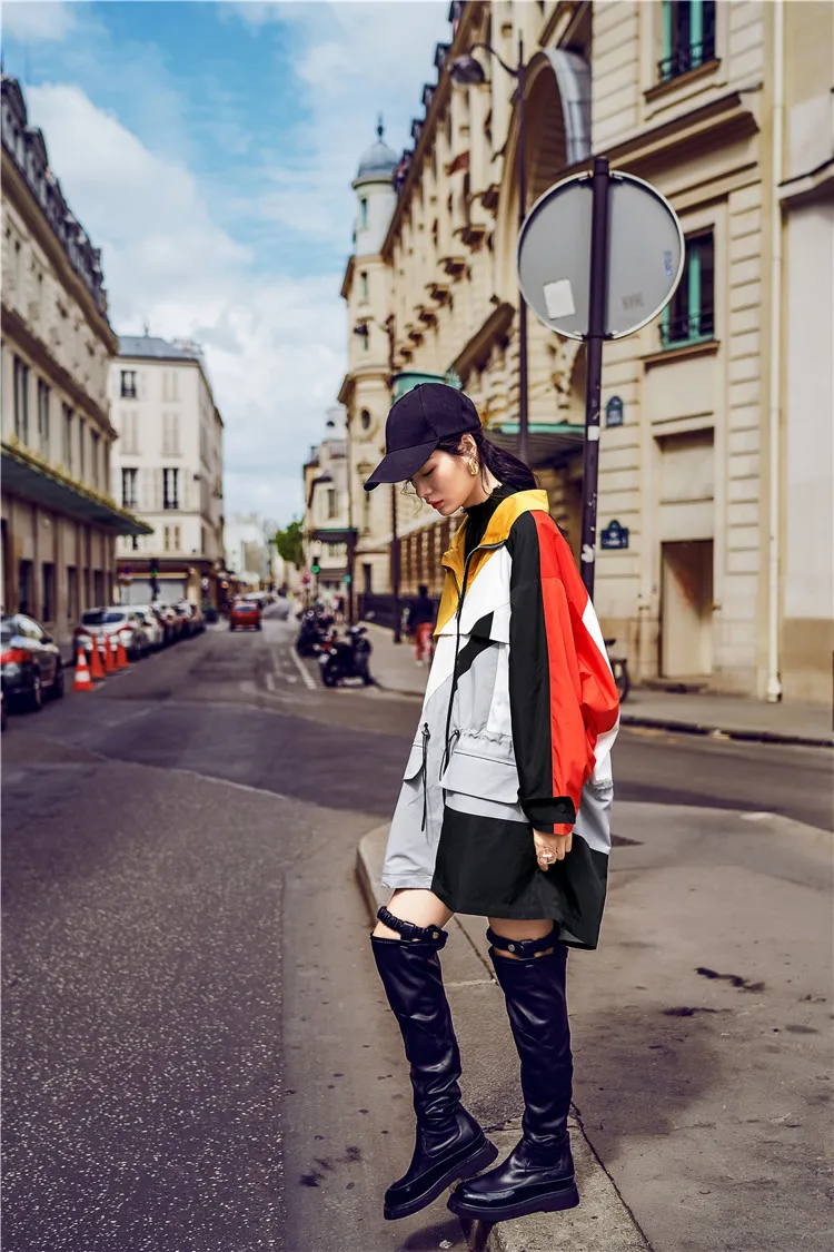 SuperAen Harajuku, модный Тренч для женщин, Дикий хлопок, Повседневный, весна, плюс размер, ветровка, женская, свободная, женская одежда