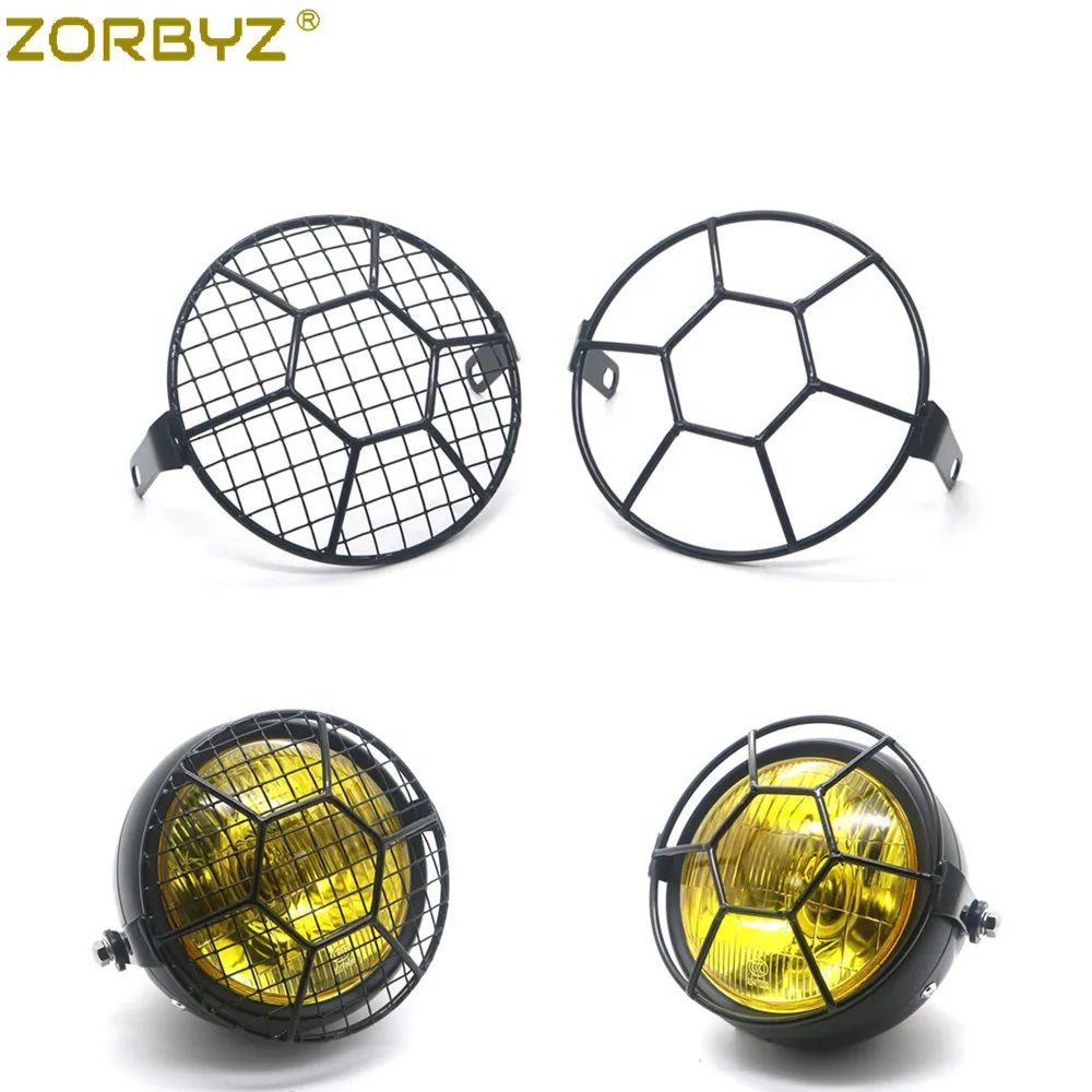 ZORBYZ 6 3 &quotРетро Винтаж мотоцикл черный Гриль боковое Крепление фара футбольная