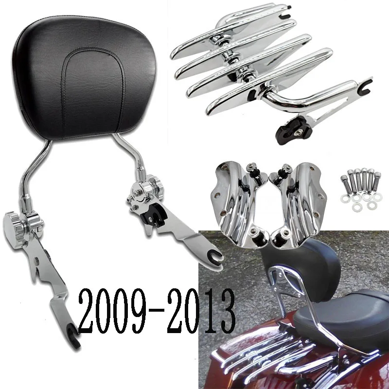 Sliver Kit 09-13 Мотоцикл регулируемая спинка Сисси Бар багажная стойка для Harley Touring Electra Glide 2009 до Road Street Glide CVO FLHT - Цвет: Sliver Kit 09-13