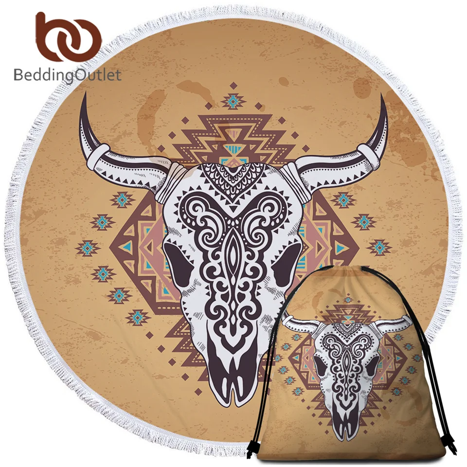 BeddingOutlet пляжное полотенце с черепом большое круглое из микрофибры хипстерский