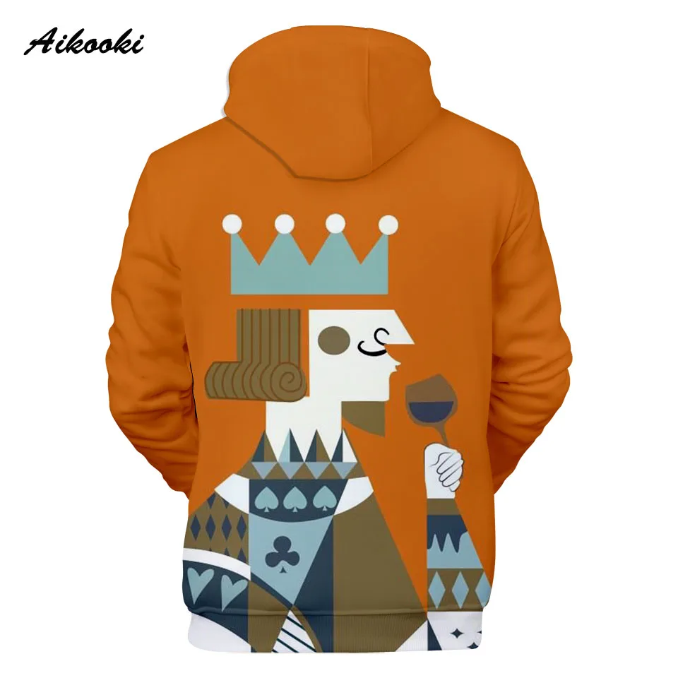 Aikooki KING QUEEN толстовки для мужчин/для женщин кофты с капюшоном 3D принт белый дизайн игральные карты покер мальчик/Обувь для девочек