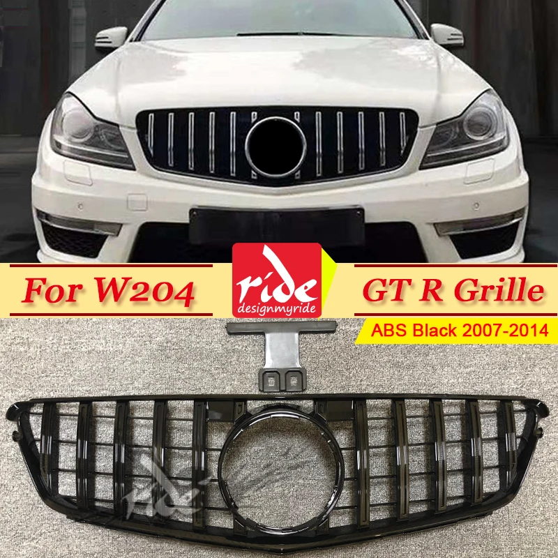 W204 передняя решетка гриль c класс C63 C180 C200 C250 C280 C300 C350 GTS стиль ABS черный без эмблемы