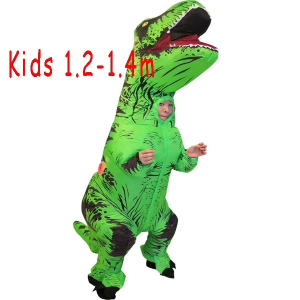 Kids Lt Green T Rex Надувной костюм динозавра для взрослых и детей, костюм T REX, маскарадный костюм, маскарадный костюм на Рождество и Хэллоуин для мужчин и женщин - Цвет: Kids Lt Green T Rex