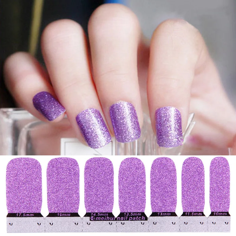 14 наконечников/лист Серебряный Блестящий чистый цвет полное покрытие наклейки