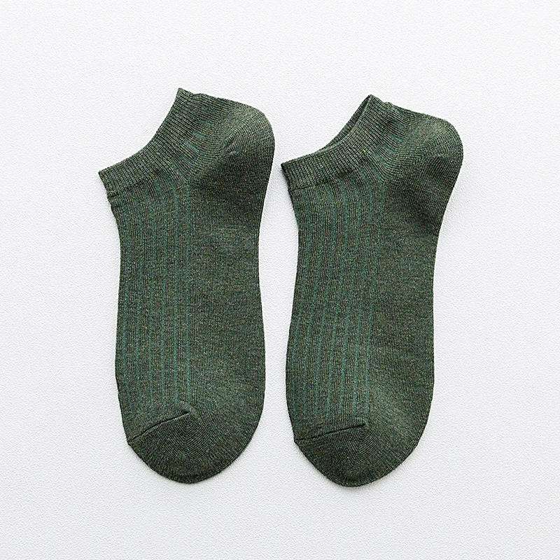 green short Jeseca, партия из 5 пар лето-осень Для мужчин носки-тапочки, хлопковые мягкие Бизнес мужские носки, дышащая, невидимая, не скользящие носки-следки носки в подарок - Цвет: green short