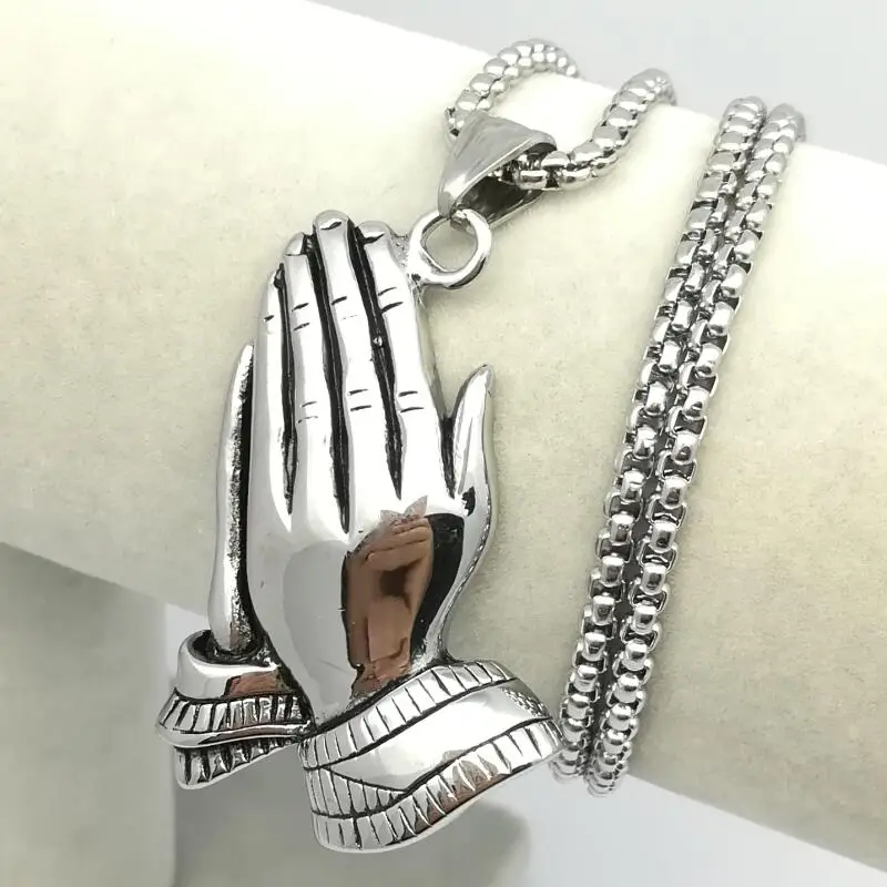 Лидер продаж цепочка с большими подвесками в виде молитвенных рук ювелирные