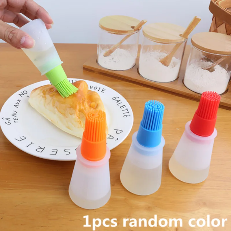 1Pcs Random Color 1 шт силиконовый противень для выпечки хлеба, шеф-повара, печенья, масла, краски для масла, щетка для барбекю, щетка для барбекю, силиконовый инструмент для выпечки барбекю, Q - Цвет: 1Pcs Random Color