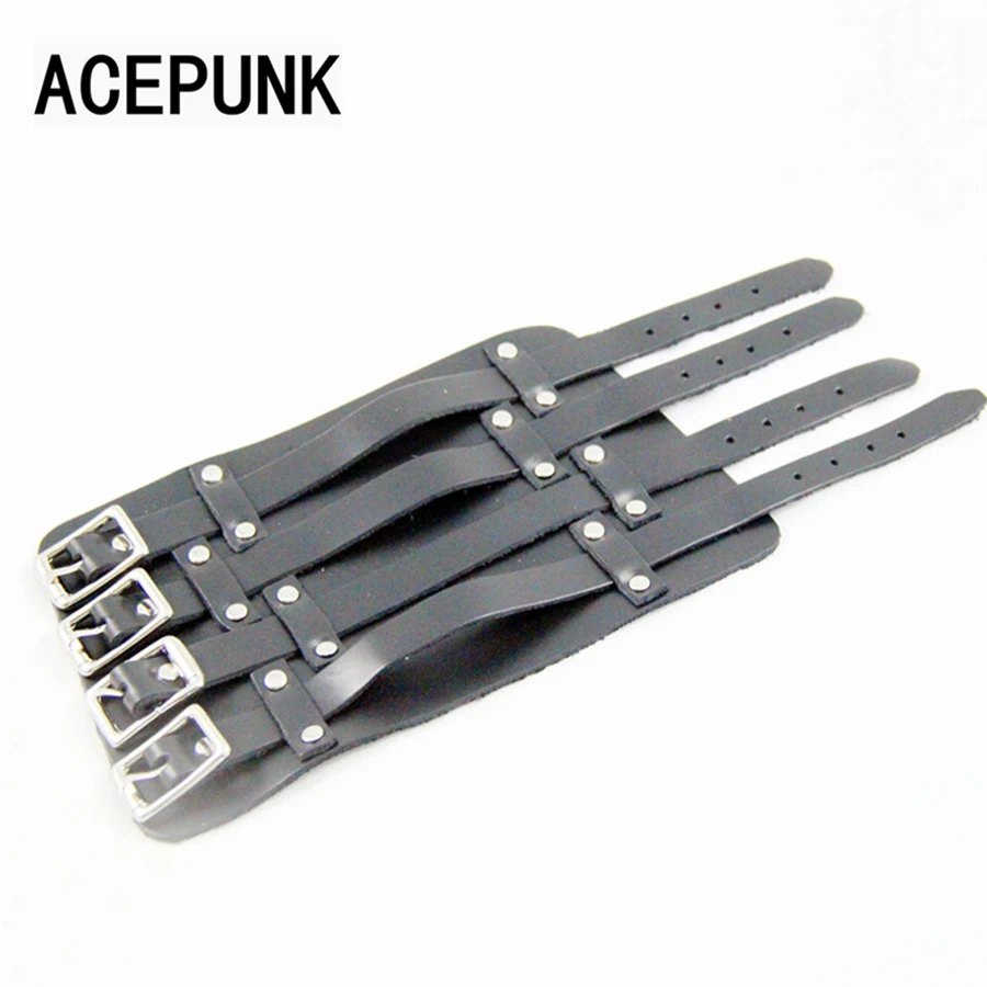Мода 4 металлические пряжки кожа наручей панк Стиль наручные вечерние ШИРОКИЕ