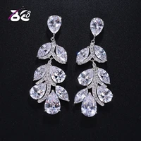 be 8 brand hot new elegant bridal leaves drop earring jewelry long dangle earrings for women gift e396