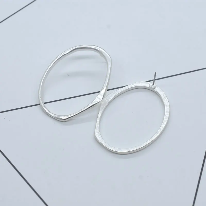 Carvejewl stud earrings irregular big oval for women jewelry matte gold silver plated girl gift new earring | Украшения и