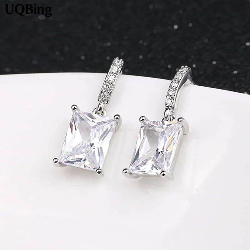 Модные квадратные циркониевые серьги-гвоздики из стерлингового серебра 925 пробы