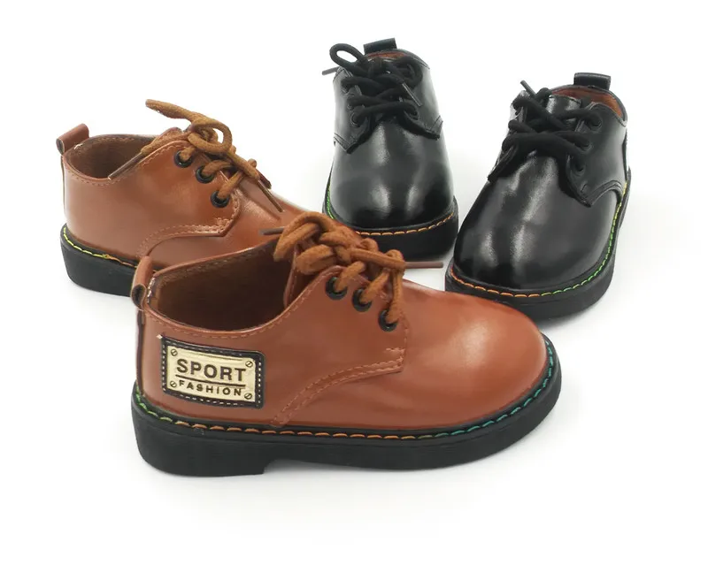 2018 Новая мода Обувь для мальчиков кожаная девочек детей Весна без каблука с