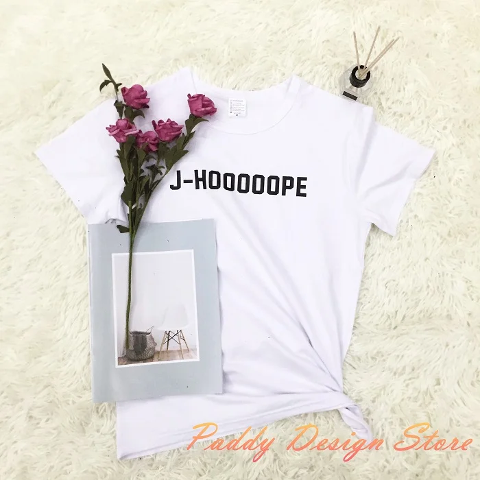 BANGTAN JHOPE J-HOOOOOPE футболка для женщин Топ Женская мода футболка с коротким рукавом Tumblr повседневная с буквенным принтом плюс размер футболка