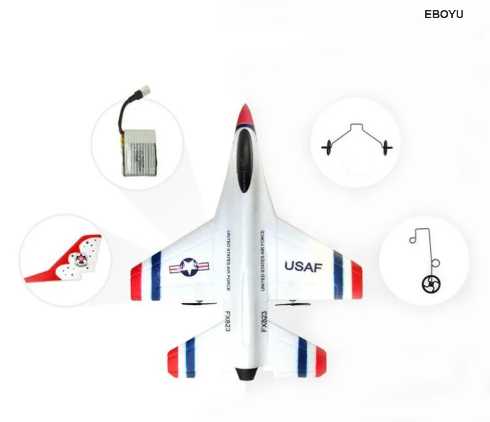 Flybear FX-823 2,4G 2CH RC самолет планер 290 мм размах крыльев EPP микро Крытый радиоуправляемый самолет вертолет RTF