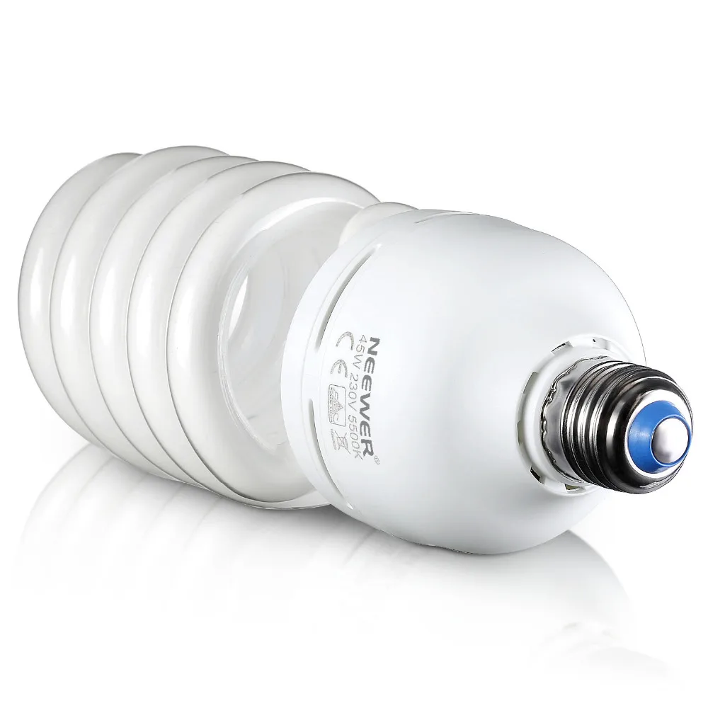 Лампа Neewer 45W 220V 5500K спиральная CFL сбалансированная лампа дневного света E27 для