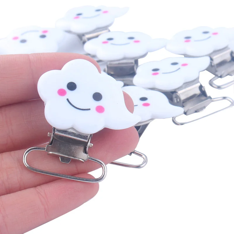 

5pcs Cloud Metal Pacifier Clips Cute Smile Cloud Pacifier Holder Clip for DIY Dummy Chain
