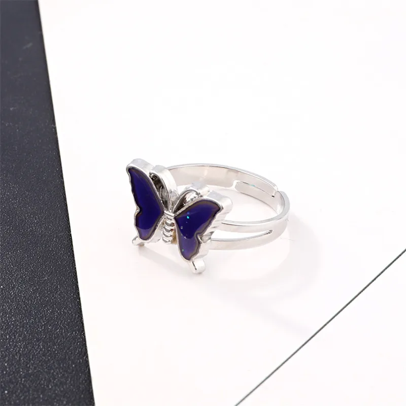 1 Pcs New Exquisite Color Change Mood Emotion Feeling Changeable Ring Butterfly Open Enamel Cute For Union Jewelry R86 | Украшения и