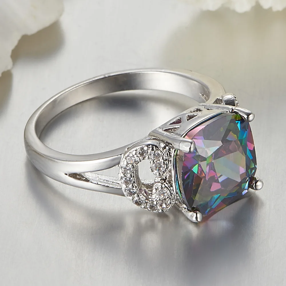 Lingmei многоцветный бриллиант womenjewelry кольца из белого золота кольцо цвета Size6 7 8 9