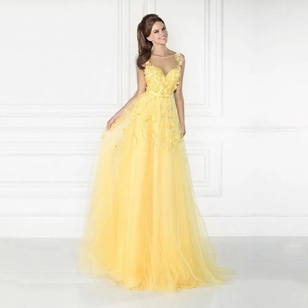 H007 Vintage Sheer Аппликация Вечерние Платья Длинные 2016 Vestido Де Феста Формальные