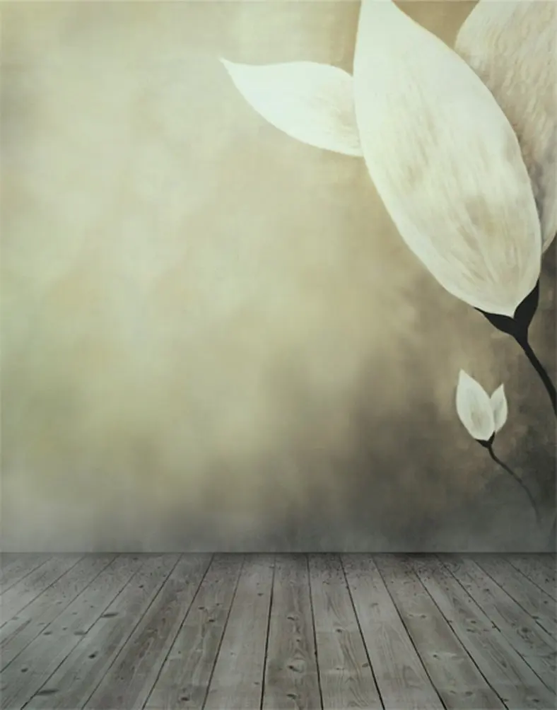 

5x7ft Wooden Flowers Flowers Grey Photography Backdrops Photo Props Studio Background