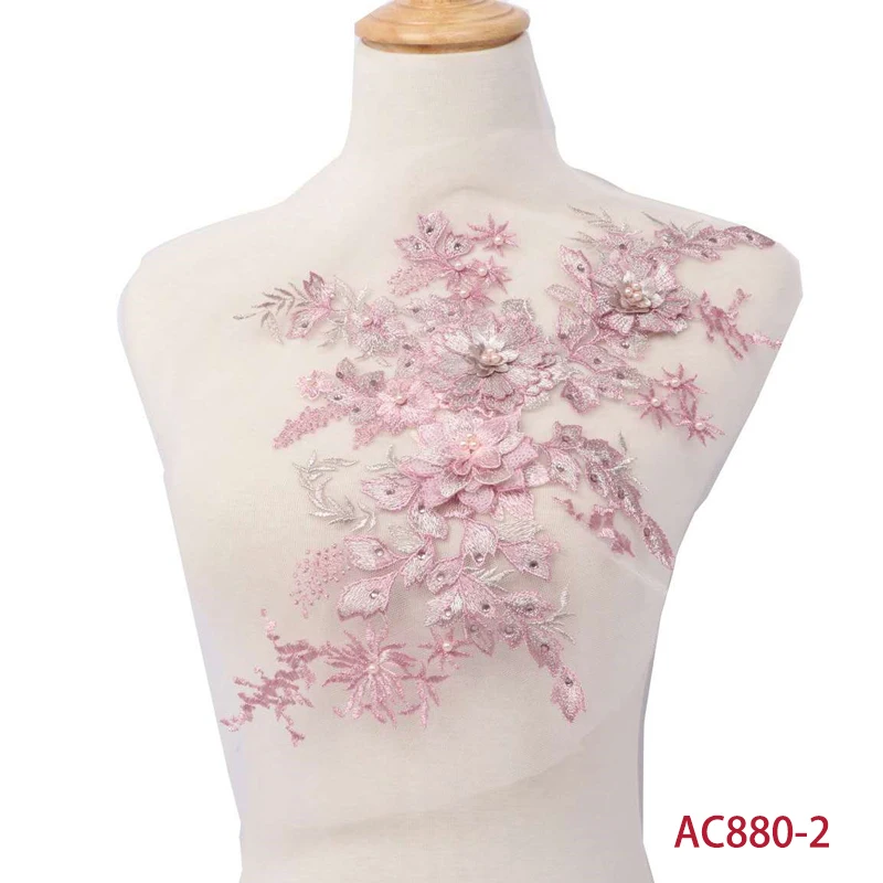Rasolife 3D Flowers DI Patch Lace Applique Sew On Patches Floral embroidered flower applique For Wedding Dress AC880 | Дом и сад