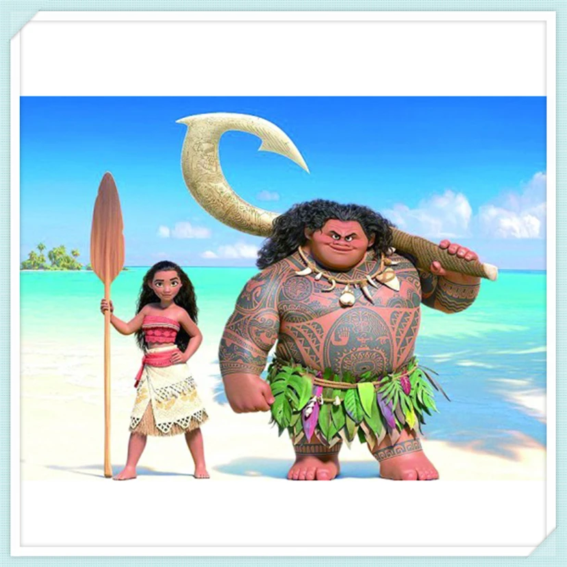Алмазная картина полностью квадратная/круглая &quotМоана и Мауи&quot 3D вышивка