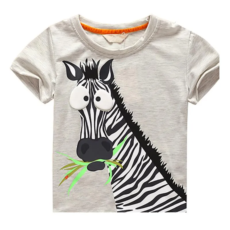 Удобные детские летние футболки с рисунком зебры для маленьких мальчиков топы