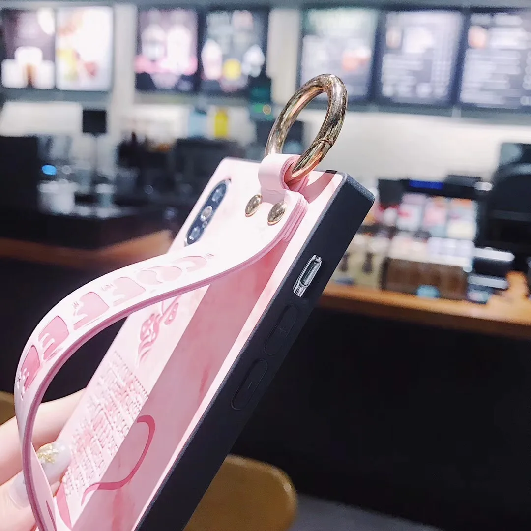 Hxairt розовый браслет love квадратный чехол для iPhone X 8 7 6 s плюс ТПУ Силиконовая задняя