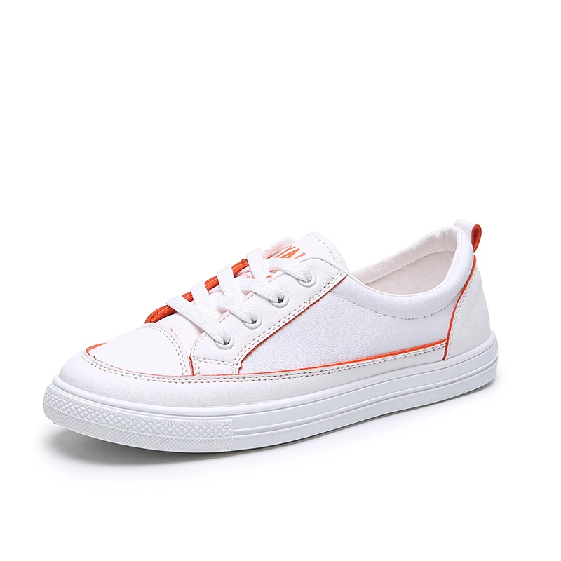 Orange New Designer White Casual Sneakers Women Shoes PU Leather Canvas Sneakers Female Autumn Tenis chaussures femme Dropshipping - Цвет: Orange