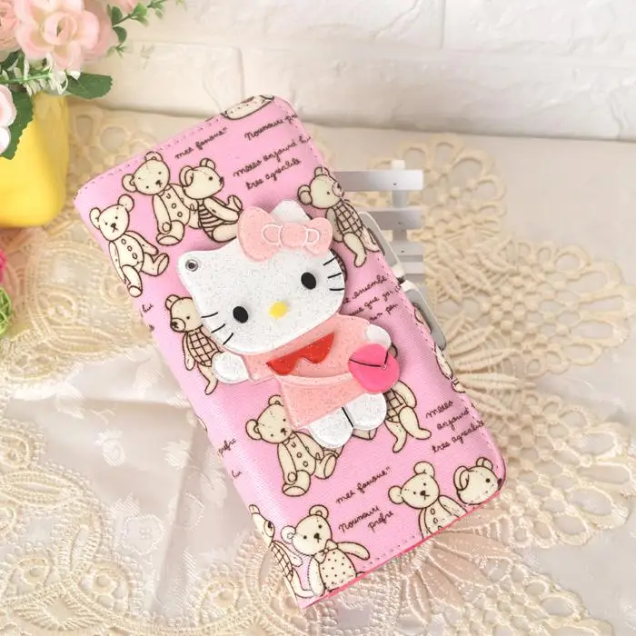Женские кошельки с рисунком hello kitty, кожаный кошелек hello kitty, кошелек для девушек, клатч, женские вечерние кошельки - Цвет: 15