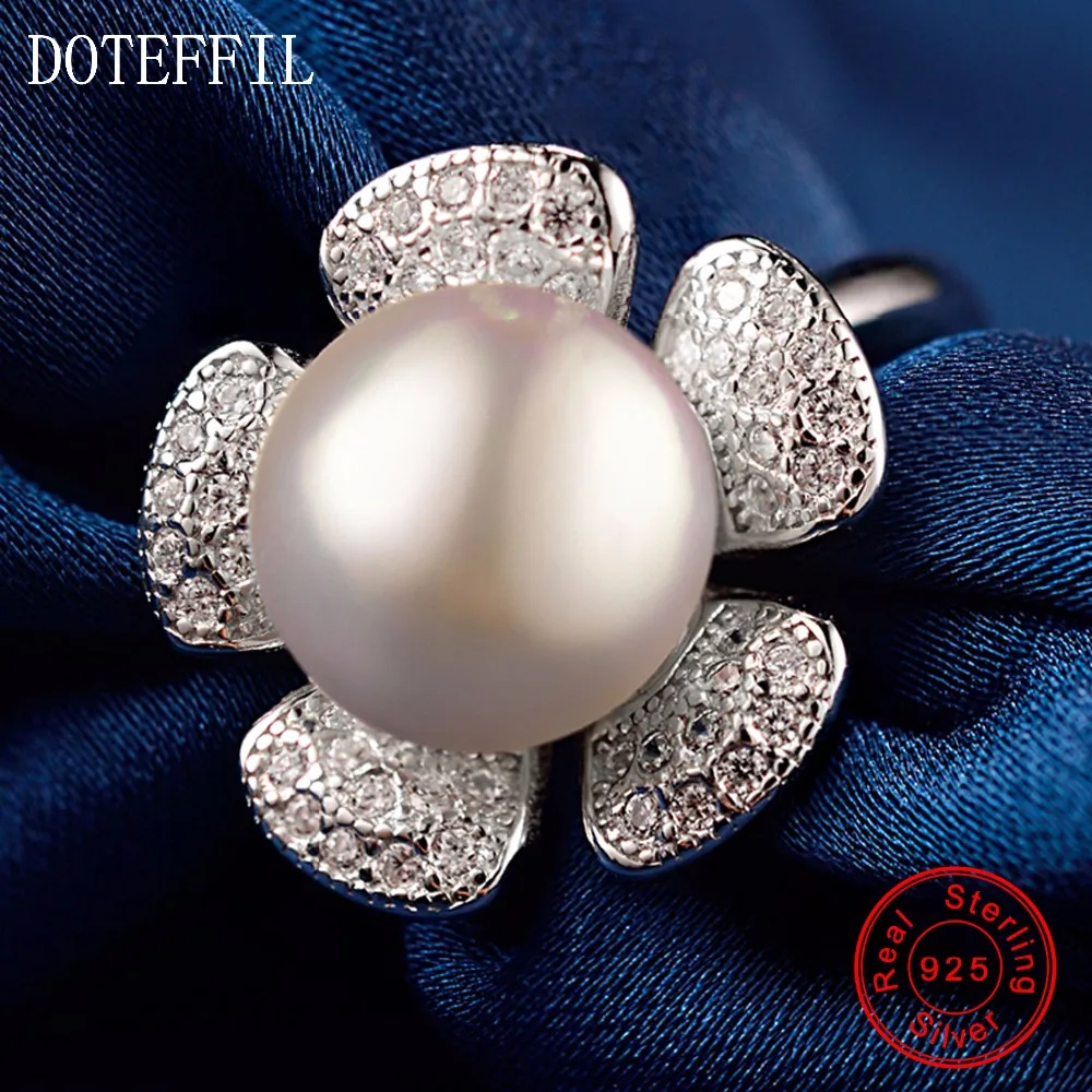 Женское кольцо из серебра 100% пробы с жемчугом 8 мм | Украшения и аксессуары