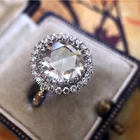 vintage oversized white stone cz ring princess bright anel bague austrian crystal rings for women wedding jewelry gifts