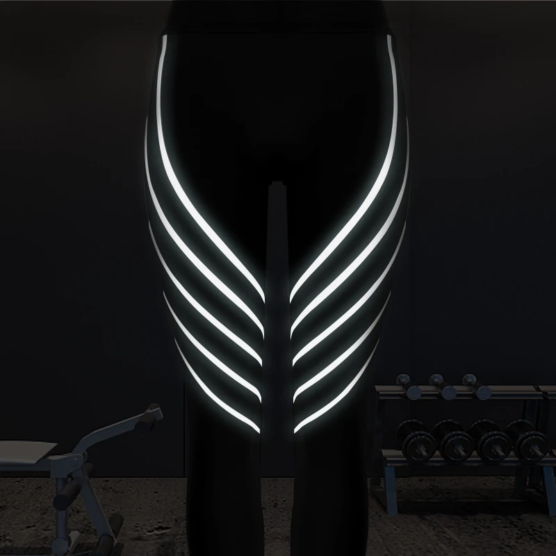 Reflective Gym Leggings Yoga Pants Women Slim Fitness Ladies Activewear Glow In The Dark Clothes Workout Sportswear | Спорт и