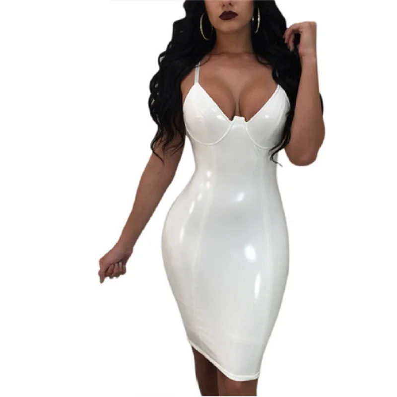 Женские Элегантные вечерние платья из искусственной кожи облегающее винтажное