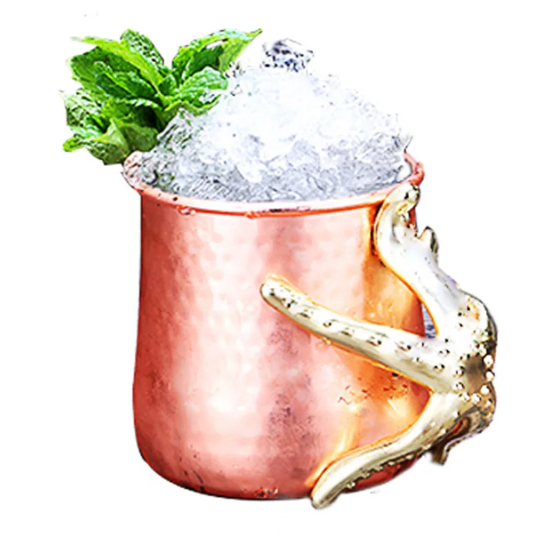 Copper Plated Медная покрытая 540 мл молотая кружка из нержавеющей стали, кружка для кофе с ручкой щупальца - Цвет: Copper Plated