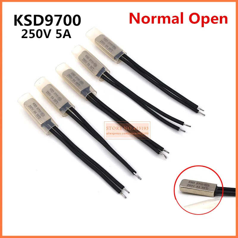 Пластиковый Температурный выключатель KSD9700, 250 В, 5 А, 15 ~ 155, нормально закрытый термостат, термопротектор